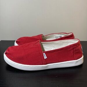 Toms Red Canvas Slip-On Shoes Women's 6/Big Kids 4